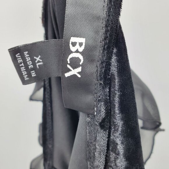 BCX Black Crushed Velvet Ruffle Sleeve Witchy Dark Fairy Whimsigoth Tank Top XL - Picture 3 of 7